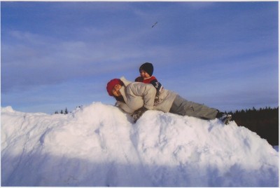 Jag i min fina basker och barbarnet Teodor för några vintrar sedan