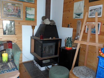 Kaminen värmde gott inomhus