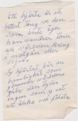 Mormors nedskrivna  text av dikten